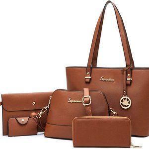 5pcs Purse Handbag for Women Wallet Tote Bag Shoulder Bags Top Handle Sa…